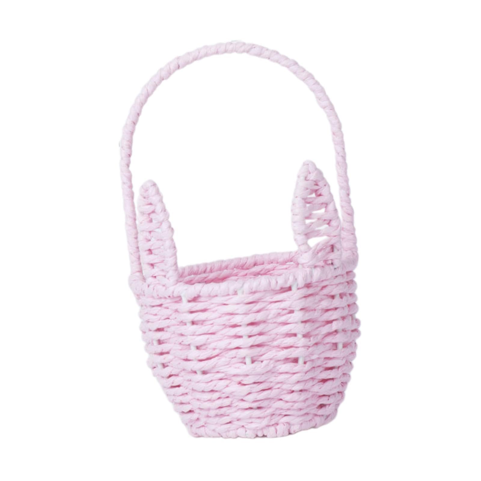 Set di 5 cestini pasquali a forma di coniglietto pasquale, decorazione pasquale, cestino per la cucina, la casa, il campeggio, rosa, 21 x 12,5 x 8,5 cm