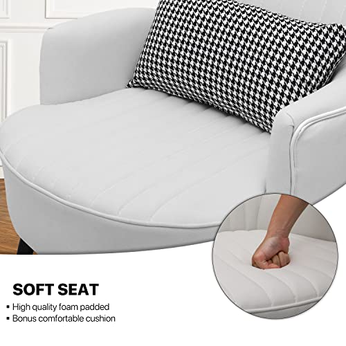 Monibloom Accent Chair Modern Armchair Single Sofa Chair With Lumbar Pillow, Mid Century Modern Comfortable Leatheraire Reading Chair For Living Room Bedroom, Metal Legs Back Club Arm Chair, White #TOP7