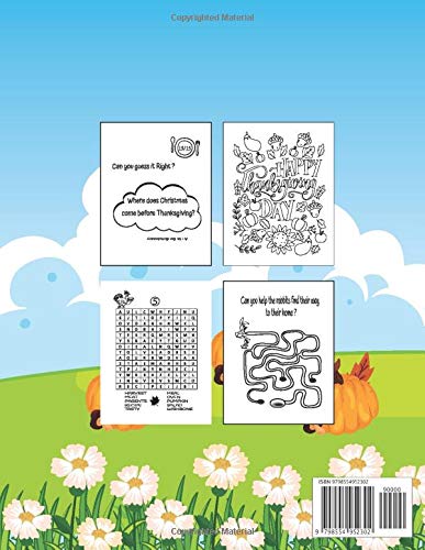 Thanksgiving Activity Book for Kids: Large Thanksgiving Activities with Funny Thanksgiving Turkey Cover | Best gift for all ages with Thanksgiving ... Mages and Word Search. Hours of Holyday fun. image 3