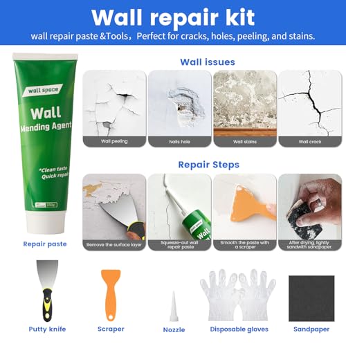 Paint Roller Kit with Long Paint Roller Extension Pole, 37 PCS Wall Painting Supplies with Paint Brushes for Walls, Superabsorbent 9-Inch & 4-Inch Paint Roller Covers, Wall Repair Paste - Image 6