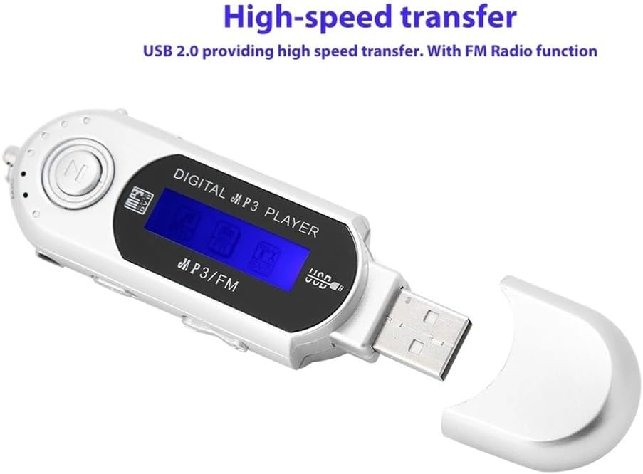 1PC USB 2.0 Digital MP3 Music Player Portable LCD Screen Support 32GB TF Card and FM Radio,Use 20 Hours,Silver