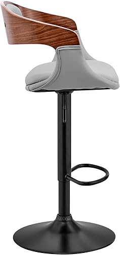 Miniatura 41 de Armen Living Taburete de bar de madera giratorio de mediados de siglo con pedestal moderno con piel sintética para encimera de isla de cocina,