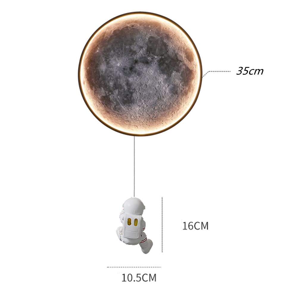 Lampada da parete a LED a forma di luna, dimmerabile, 15W, moderna, rotonda, per interni, da comodino, astronauta, illuminazione notturna per cameretta di bambini e bambine, lampada decorativa per so