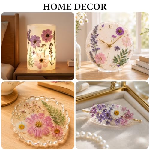 Image of NESCCI 412 Pcs Purple Pink Dried Flowers for Crafts,Real Nature Dried Flowers for Craft Bulk Dry Flowers Leaves Kit Used for Resin Molds Scrapbooking DIY Art Crafts Candle Soap Making Nails Decor