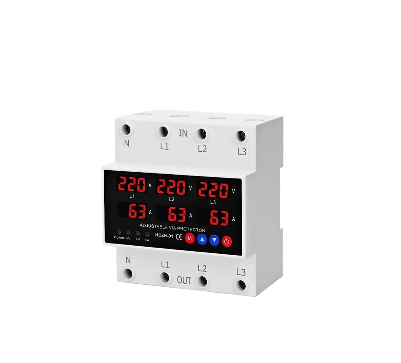 Zabezpieczenie przed przeciążeniem, przepięciem i podnapięciem na szynie DIN 40A 63A 100AVORER napięcia 220 V AC