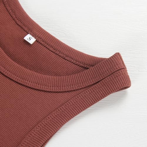 Image of Artfish Women Casual Basic Sleeveless High Neck Rib-Knit Y2k Crop Tank Top