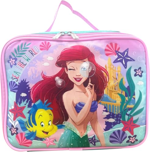 Ruz Little Mermaid Ariel Girls Insulated Lunch Box (Turquoise-Pink)