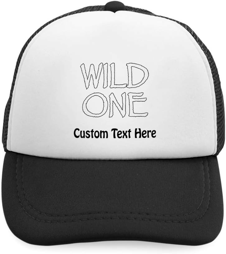 Custom Kids Trucker Hat Wild 1 Year Old First Birthday Funny Humor Style B