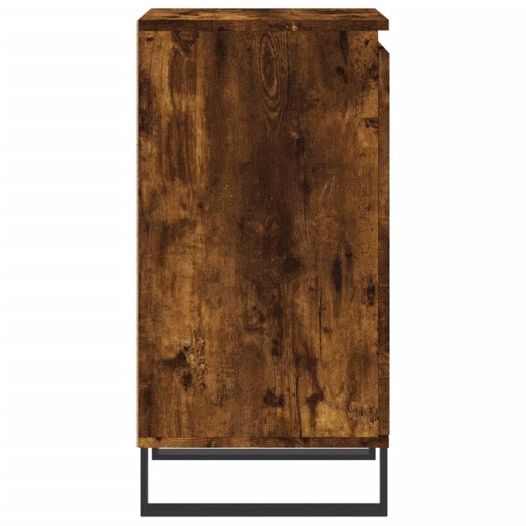 Générique Bufet z 2 przegródkami wędzony dąb 40 x 35 x 70 cm drewno inżynieryjne, szafka do przechowywania z metalowymi drzwiami i nogami, meble wystawowe do salonu