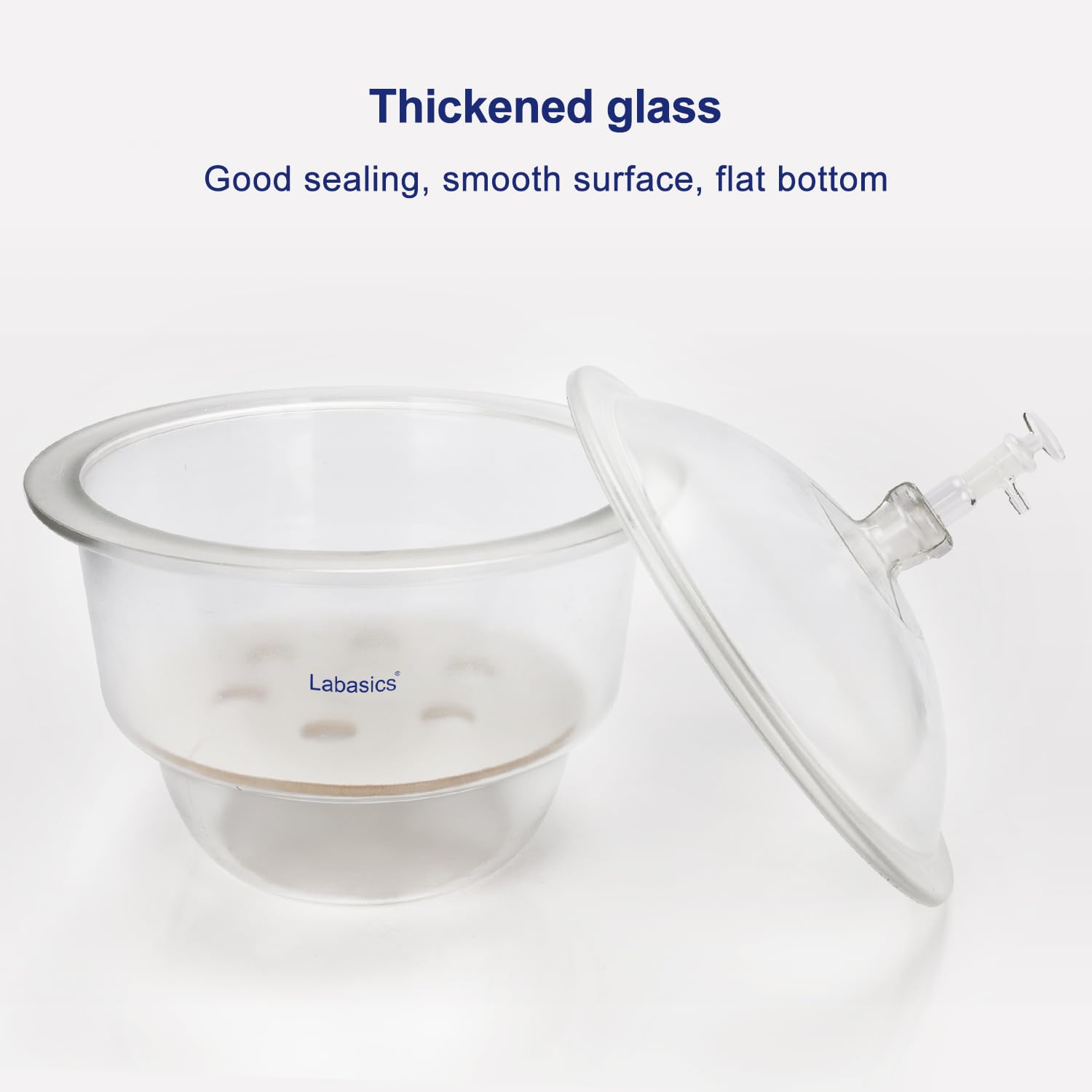 Labasics Desecador de Vacío de Vidrio, Desecador de Vacío de Vidrio con Válvula de Vacío de Vidrio y Placa de Porcelana para Investigación de Laboratorio, 300 mm
