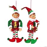 Kurt Adler YAMTD1485 12' Stuffed Elf Ornament Set of 2