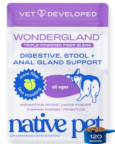 Image of Native Pet WonderGland - Dog Anal Gland Supplement - Promotes Firm Stools, Natural Gland Expression to Help Reduce Scooting - Fiber Food Topper with Miscanthus Grass, Pumpkin & Probiotics - 120 Scoops