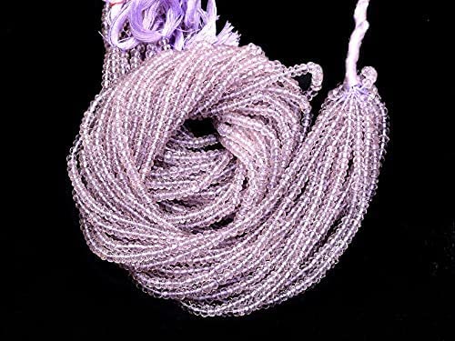Kashish Gems & Jewels AAA+ Pink Amethyst Gemstone 3 mm - 4 mm Rondelle Faceted Beads | 13 Inch Strand | Natural Pink Amethyst Hand-Cut Semi-Precious Stone Beads for Jewellery, Gemstone, Amethyst3