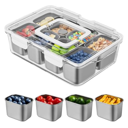 Stainless Steel Snackle Box with 8 Compartments