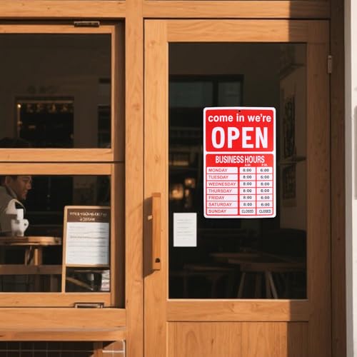 öffnungszeiten Schild, Doppelseitig Beschreibbares Ladenöffnungszeitenschild mit Stift und Aufkleber Geeignet für Restaurants Cafés Glastüren und Fenster