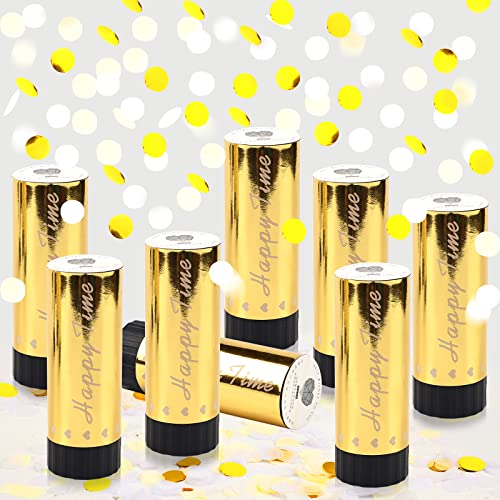8 Stück Konfetti Kanonen, Konfetti Poppers Sticks Biologisch Abbaubar, Party Papierkanonen Shooter für Hochzeit, Geburtstag, Jubiläum, Partyzubehör, Dekoration (Weiß)