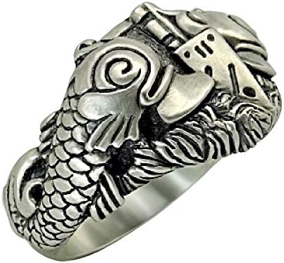 Submarine Dolphins US Navy Sterling Silver 925 Mens Ring Warfare Handmade