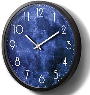 Silent Light Up Wall Clock Blue Moon Phase Outdoor Digital Glitter Battery Operated Smart Lighted Glow in the Dark Clocks Non Ticking Luminous Clock Decorative for Home Kitchen Bathroom Office 12 Inch