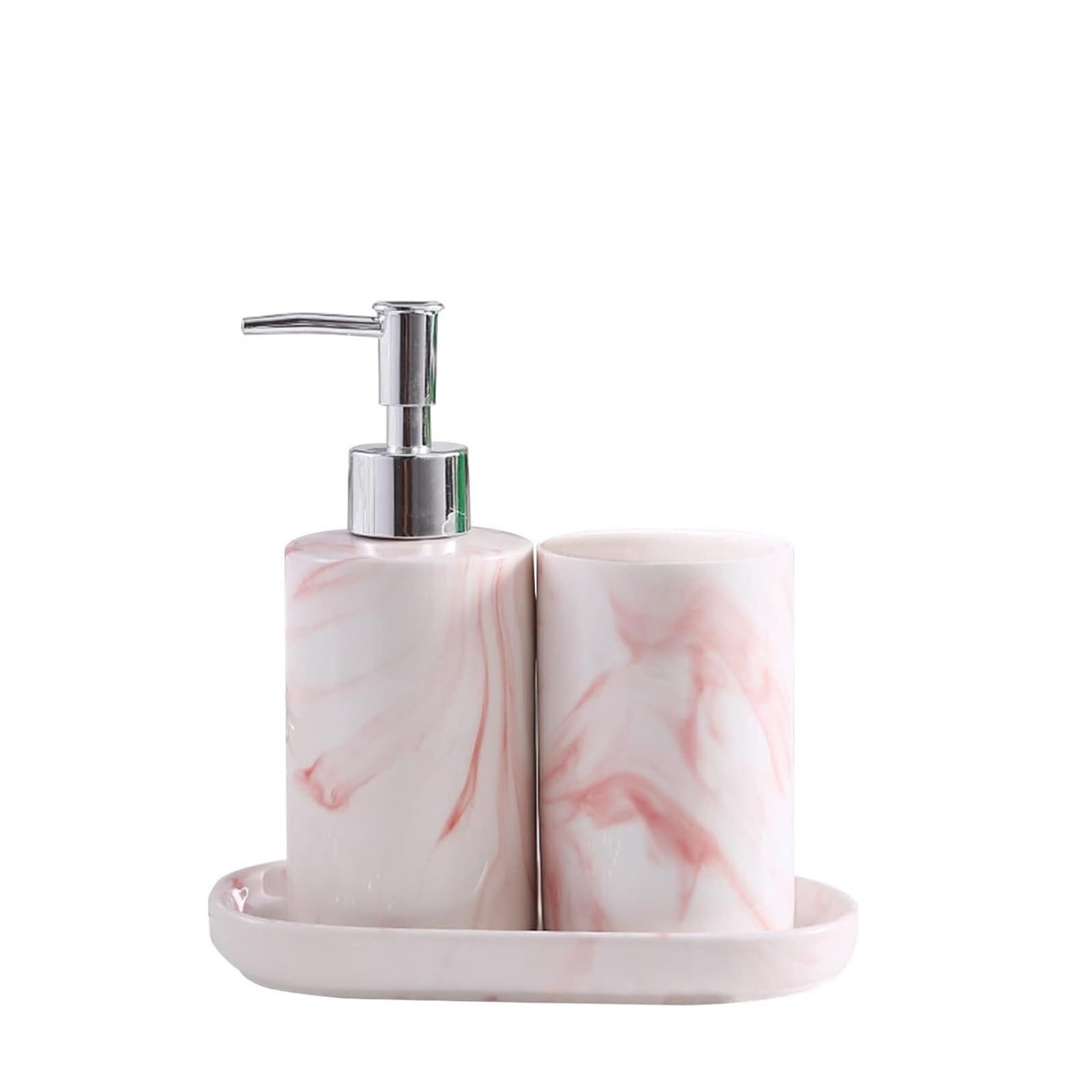 Ensemble d'accessoires de salle de bain effet marbre pour une déco côtière apaisante