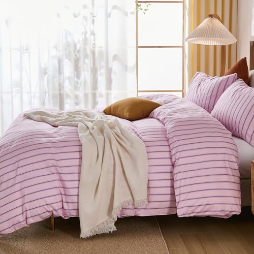 Housse de couette rose et violette Herside pour lit simple toutes saisons