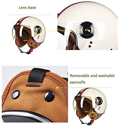 Vintage Caschi da Moto Integrale Donna Uomo retrò Caschi Integrali Motorino Caschi Jet ECE DOT Omologato Caschi da Motocross Casco Guscio off-Road 1,S