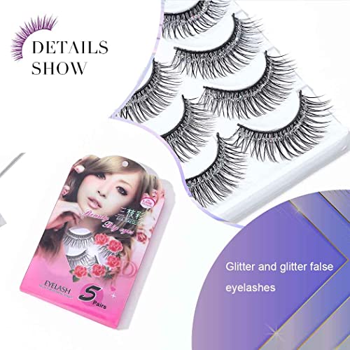 Kisshine Eyelashes Colorful Eye Lashes Sequined False Lashes ​Costume Cosplay Party Shimmer Eye Lashes Pack Of 5 Pairs (Silver) #TOP3