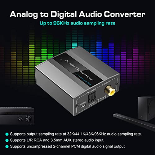 Convertidor de audio analógico a digital óptico para conectar su televisor antiguo a la barra 7