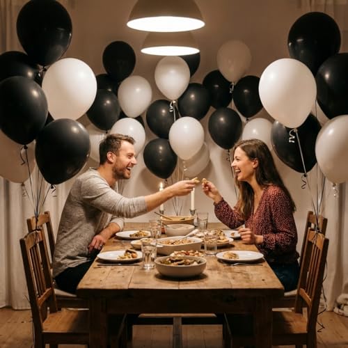 Image of Black and White Balloons Arch Kit,130pcs White Latex Balloon Garland,Different Size Black Latex Balloons for Baby Shower Birthday Wedding Graduation Party Decorations Supplies