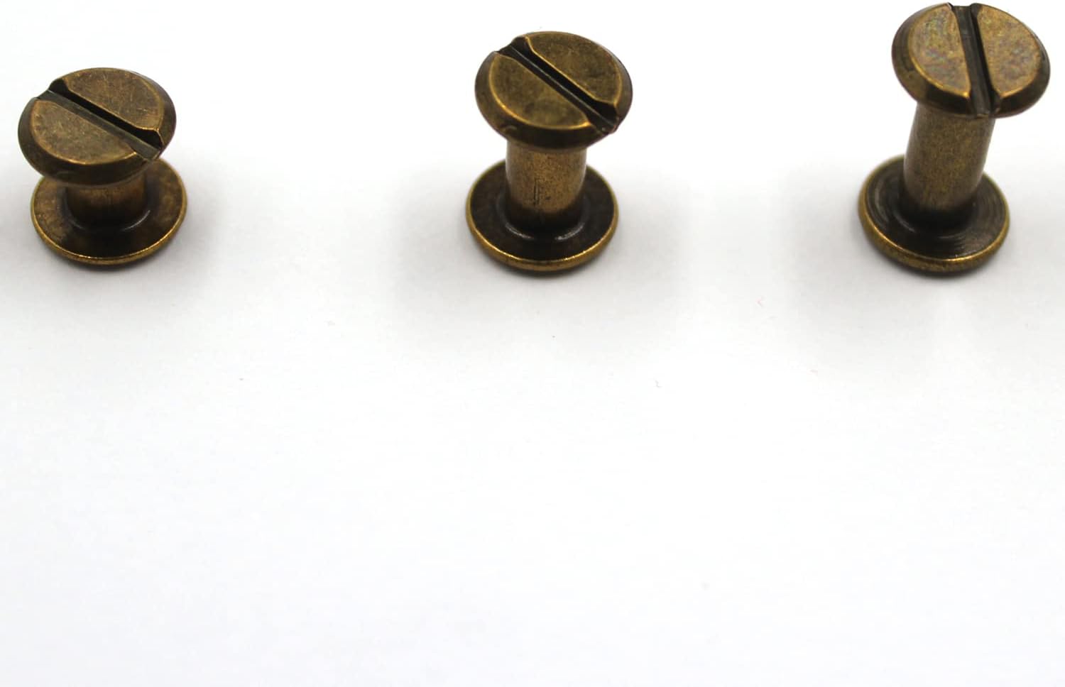 75 Sets Brass Chicago Leather Rivets Binding Screw Post Screws 6/10/12 3 Size Specifications Available for Leather Craft Decorations/Books