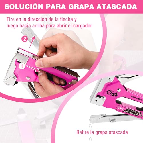 Miniatura 7 de Valuemax Grapadora Manual 3 En 1, Clavadora De Tapicería, Pistola Grapadora Con 2000 Grapas Y Quita-Grapas Para Tapicería, Herrajes De Fijación, Decoración, Carpintería, Muebles