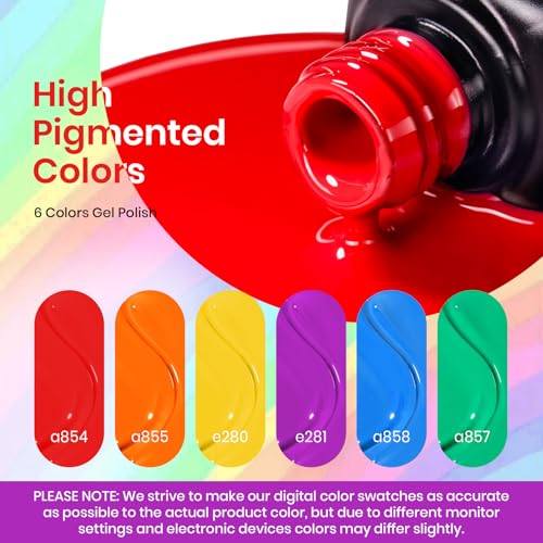Image of Beetles Halloween Gel Polish Set, Rainbow Flag Colleciton 6 Neon Colors