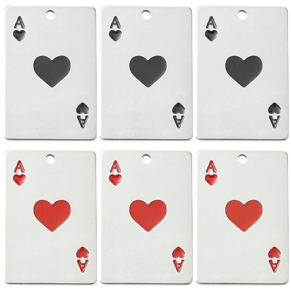Breloques carte à jouer en acier 304 pour création bijoux