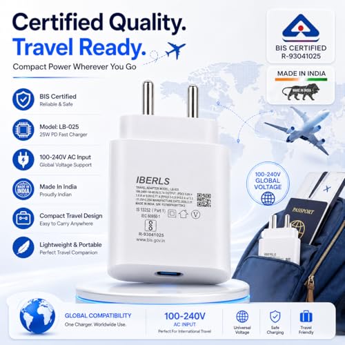 Image of 25W Pd 3A Type-C Super Fast Charging Adapter with 1M Type C Cable for Galaxy F07 /F70e /F17 /F06 /F36 /F56 /F16 /F15 /F05 /F55 /F13 /Tablet /Galaxy Watch- Charge Your Device with 25 Watt USB C Fast Charger