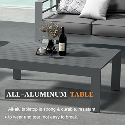 Vakollia 5 Pieces Modern Aluminum Patio Furniture Set, Outdoor Conversation Sets Metal Sectional Sofa With Coffee Table #TOP5