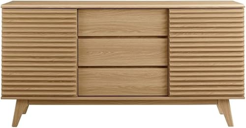 Miniatura 5 de Modway Render - Mueble moderno de mediados de siglo para mesa de bufé o TV de 63 pulgadas, en color roble Roble,Carbón vegetal,Nuez,Blanco de nuez