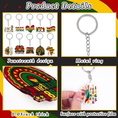 Image of 60Pcs Juneteenth Keychain Gifts Bulk, Freedom 1865 Key Ring Decorations for Women Men Accessories Party Favors Supplies