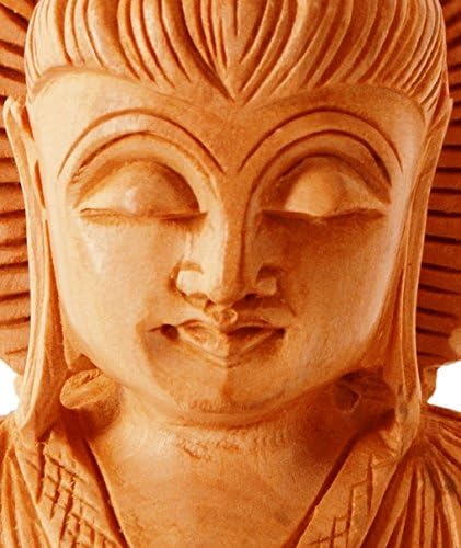 Purpledip Wooden Buddha Bust With Chakra: Finely Carved By Master Craftsmen (11251), Golden, Standard - Image 4
