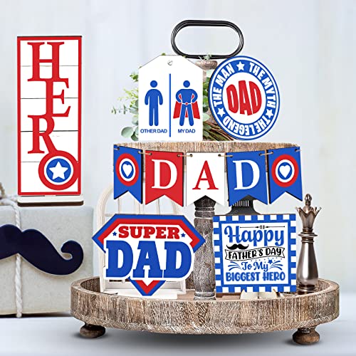 10 Pcs Home Tiered Tray Decor Tiered Tray Set, Wooden Table Signs Wooden Decor For Dad, Military, First Responder Dads Father's Gift Decorations Party Supplies #TOP5