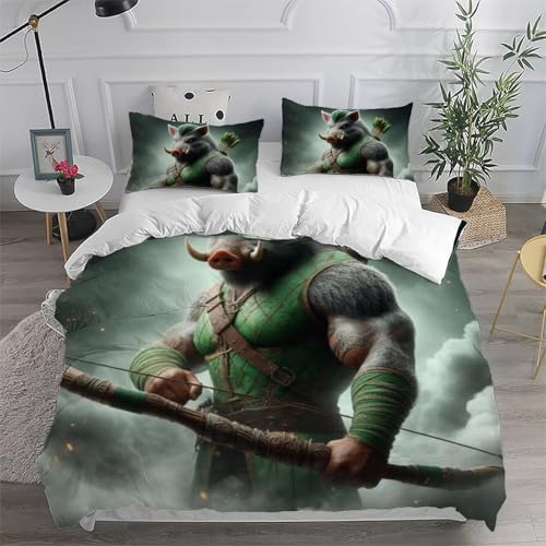 Housse de couette sanglier imprimé 3D idée cadeau lit double garçon