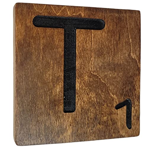 Large Scrabble Tile Letter Huge Oversize Giant Big Wall Art Home Decor Farmhouse Kitchens Living Room Bedroom Gift (8 x 8 Medium, T)