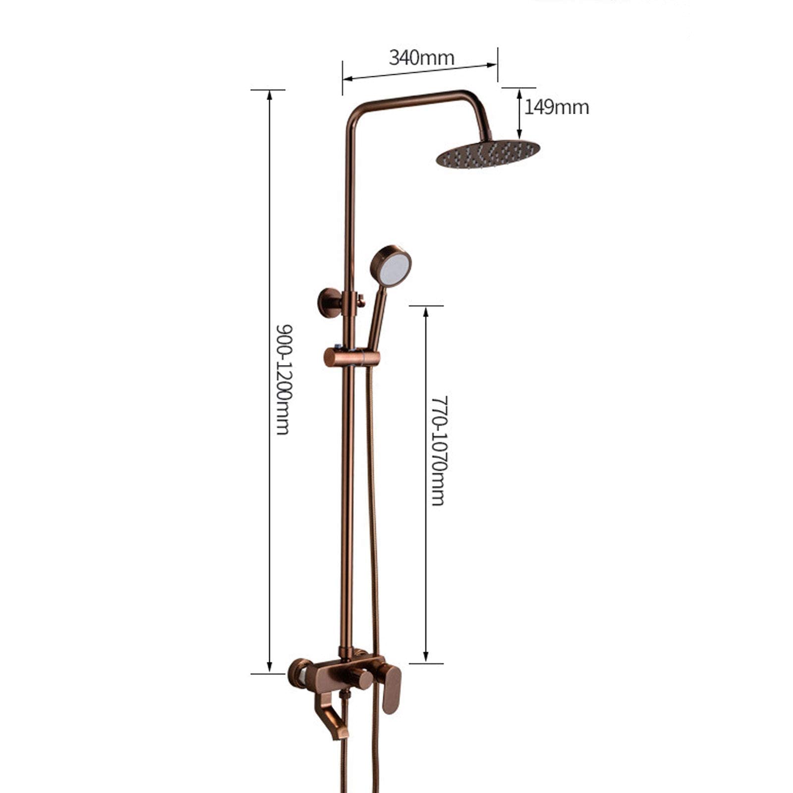 baño Montada en la Pared, Altura Ajustable con Toque Superior, Juego batidores Ducha de Aluminio Moderno el Hotel para Adultos Gimnasio, Oro Rosa