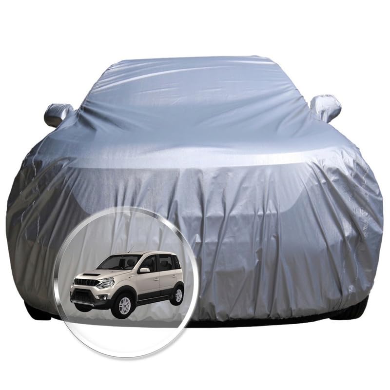 Image of NEODRIFT 'CrystalTech' Car Cover for Mahindra NuvoSports (100% Water-Resistant, All Weather Protection, Tailored Fit, Multi-Layered & Breathable Fabric) (Colour: Crystal Silver)
