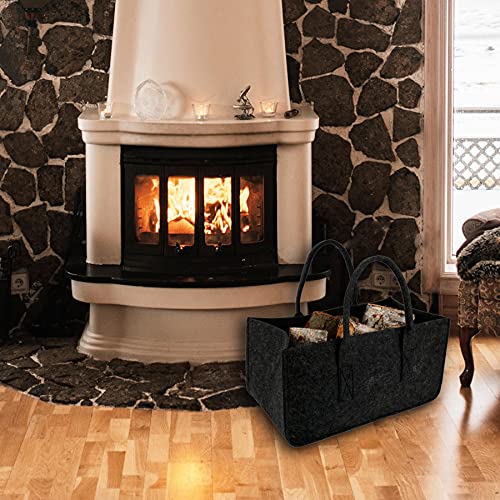 Filztasche Dunkelgrau Kaminholztasche Filzkorb Kaminholztasche Kaminholzkorb Korb Filz Zeitungsständer Zeitungskorb, Anthrazit