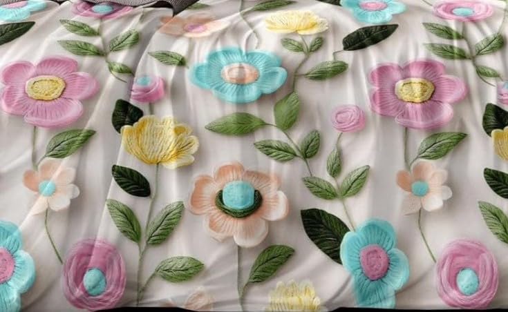 Image of Budget Plus 7D Cotton Feel Super Soft Fabric King Size bedsheet 7D Print Bedsheet for Double Bed with 2 Pillow Covers.