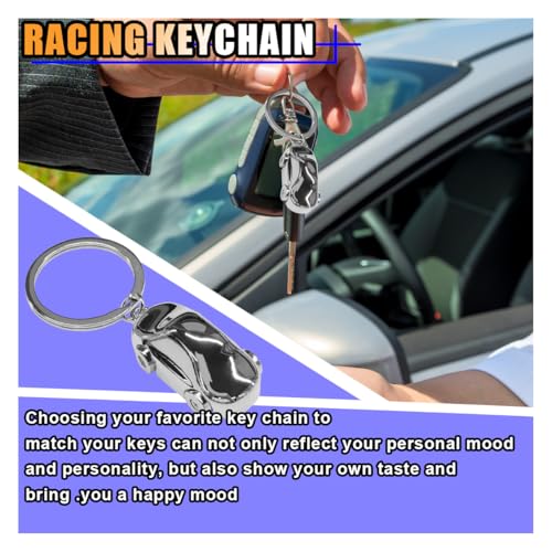 Image of KITUREK 3D F1 Race Car Keychain, Zinc Heavy Duty Racing Model Keychain, Car Key Ring Present for Father Husband Boyfriends (German Car)