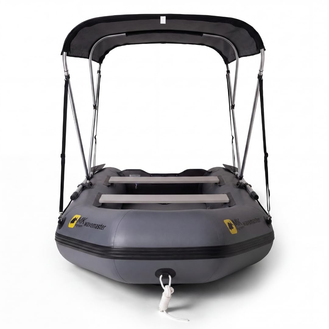 Bootsverdeck für Schlauchboot mit 2-Bug Bimini – Sonnenschutz & Regenschutz, faltbar, UV-beständig, inkl. Gestänge & Halterung