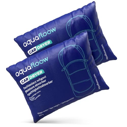 Aquafloow 2x Bolsa Antihumedad Reutilizable para el Coche 200g | Absorbe Humedad con Gel De Sílice, Evita los Vidrios Empañados