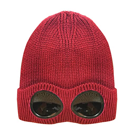 Warm Hunting Hats For Men Women&Men Winter Slouchy Knit Warm Hats Thick Goggles Plus Velvet Ski Hat Knitted Caps For #TOP3