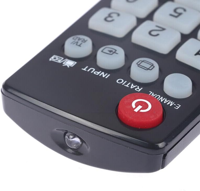Close-up of the power button and infrared emitter on the remote control