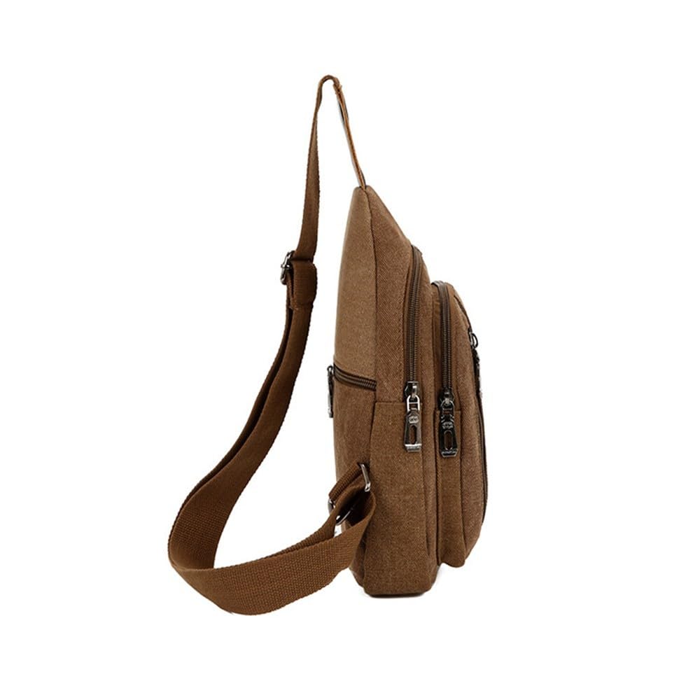 Sac de Poitrine Homme Femme Grande Capacité Toile Multi-Poches Randonnée Cyclisme Voyage Sport
